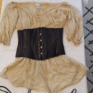 Black Underbust Corset with Peasant Blouse